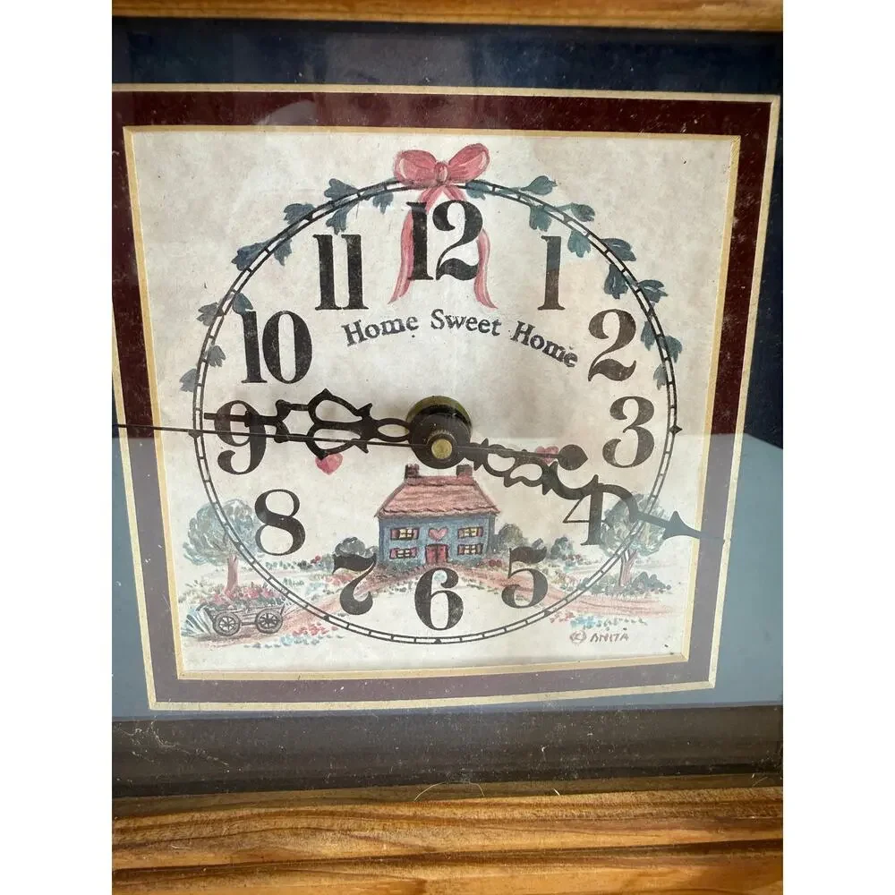 Home Sweet Home Wood Mantel Shelf Clock Country Cottage Primitive Farmhouse 11